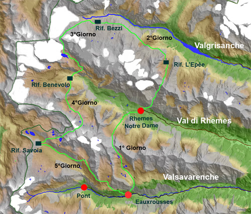 Cartina Trekking nel PNGP